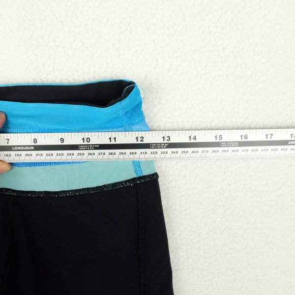 Lululemon Womens Yoga Pants 4 Black Blue Capri Ruffle Athletic Athleisure Casual - Picture 7 of 10